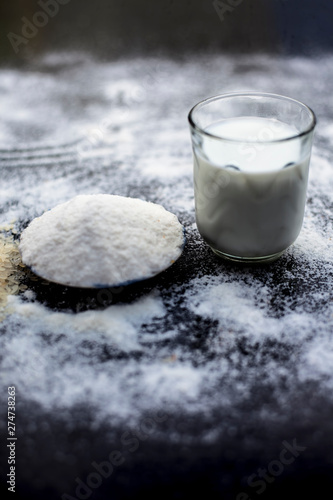 Face Mask For Flawless Skin On Wooden Surface Consisting Of Rice Flour Corn Flour Honey Milk In A Glass Bowl And Entire Raw Ingredients Present On The Surface Buy This Stock Photo And Explore adobe stock