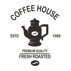 Wall Mural - Coffee house emblem template. Design element for logo, label, sign, poster, flyer. Vector illustration