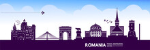 Romania Travel Destination Vector Illustration.
