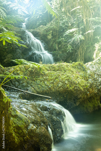 Dekoracja na wymiar  piekny-kaskadowy-wodospad-w-zielonym-tropikalnym-krajobrazie