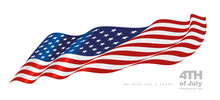 USA Waving Flag Happy 4th July Independence Day White Background Banner