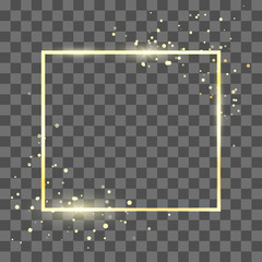 Wall Mural - golden frame template with glitter effect for banner and poster. gold square shape border. vector il