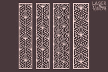 Laser Cut Decorative Ornamental Borders Patterns In Japanese Kumiko Style. Set Of Bookmarks Templates. Geometric Hexagon Ornamental Panels. Metal, Paper Or Wood Carving. Outdoor Screen.