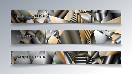 Abstract rectangle vector banner with a background of metal geometric gradient colors. design template. future Poster template design