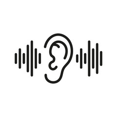 Fotobehang - Ear. Sound wave icon. Vector. Isolated.