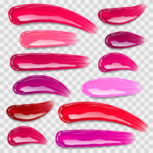 Lip Gloss Smears Photo Realistic Vector Set