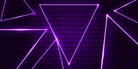 Wall Mural - abstract triangle purple neon background