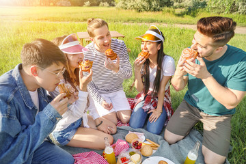 Poster - Happy friends on picnic in park