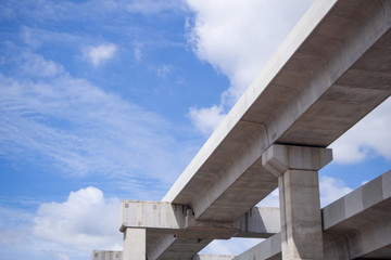 Bottom view of BTS Skytrain tracks in Thailand