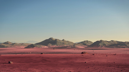 Wall Mural - planet mars landscape, desert and mountains on the red planet's surface