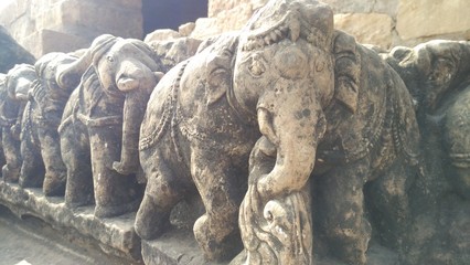 elephant carving on wall