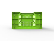 3d Rendering Of A Stackable Plastic Storage Crate Isolated In White Background.