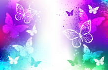 Bright Background With White Butterflies