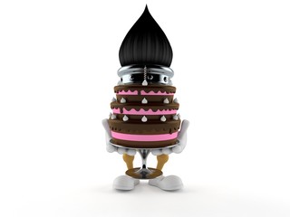 Sticker - Paintbrush character holding cake