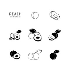 Wall Mural - Peach vector thin line icon on white background.