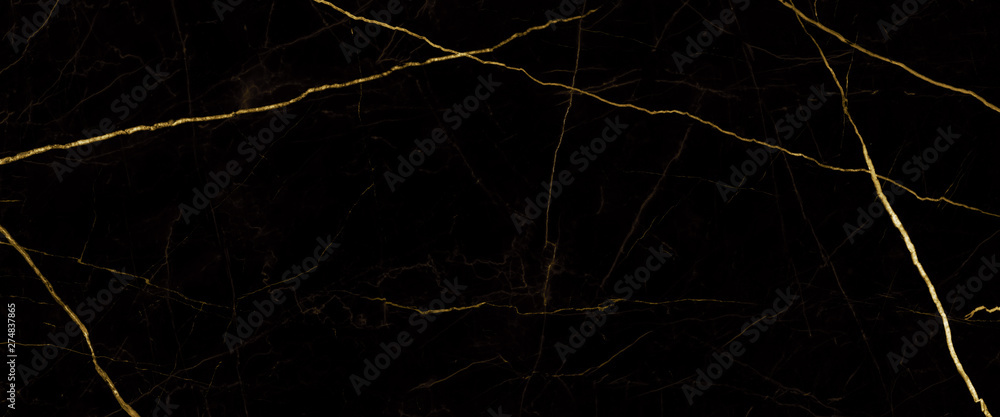 black marble background with yellow veins - obrazy, fototapety, plakaty 