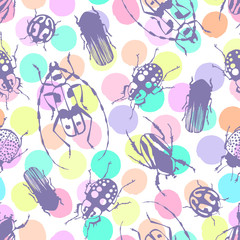  Seamless pattern with exotic beetles.