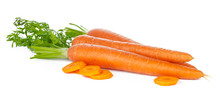Sliced Fresh Carrots Isolated On White Background
