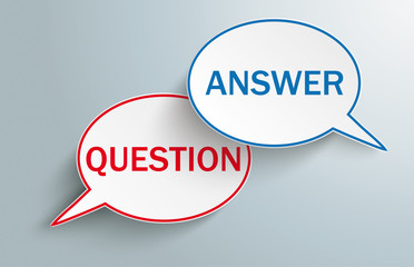 Wall Mural - 2 oval speech balloons question answer header