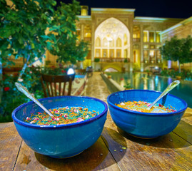 Poster - Enjoy rose-saffron water in restaurant of Kashan, Iran