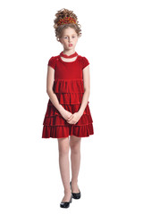 Wall Mural - Full length. Girl in red dress posing isolated