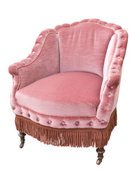 Wall Mural - Vintage beautiful pink velor armchair on wheels