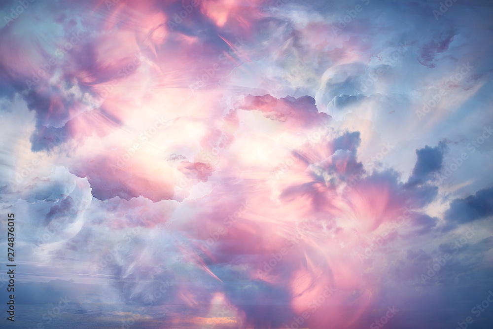 abstract background clouds on the sky with sun / sunset landscape ...