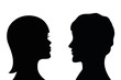 © krissikunterbunt - woman and man silhouette side profile vector illustration EPS10
