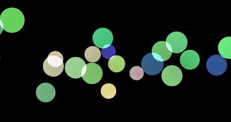 Wall Mural - animation with multicolored overlapping circles on a black background. illuminated luminescent circl