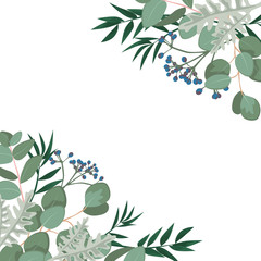 Wall Mural - Vector template with eucalyptus, greenery.