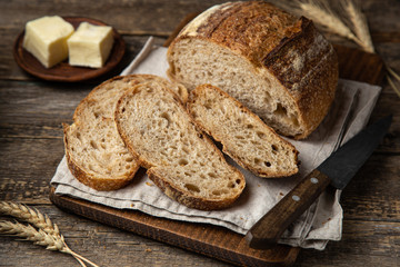 slices of freshly baked homemade sour dough bread