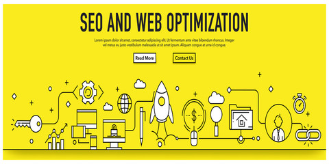 SEO AND WEB OPTIMIZATION BANNER CONCEPT