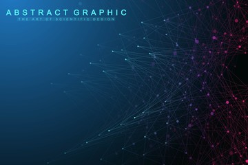 Wall Mural - geometric graphic background molecule and communication. connected lines with dots. minimalism chaot