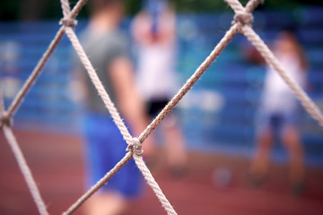 grid shot in macro. sports field background