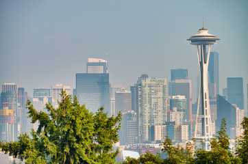 Wall Mural - Aerial view of beautiful Seattle skyline