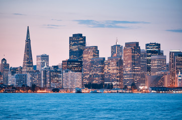 Wall Mural - San Francisco beautiful night skyine, California