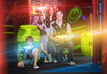 Sticker - Kids and adults in beams on lasertag arena