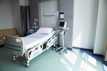 Recovery Room With Beds And Comfortable Medical. Interior Of An Empty Hospital Room.