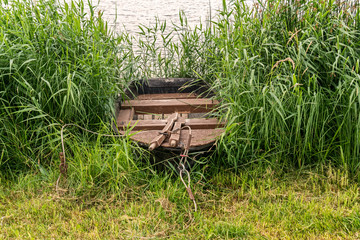 Abandoned old wooden boat