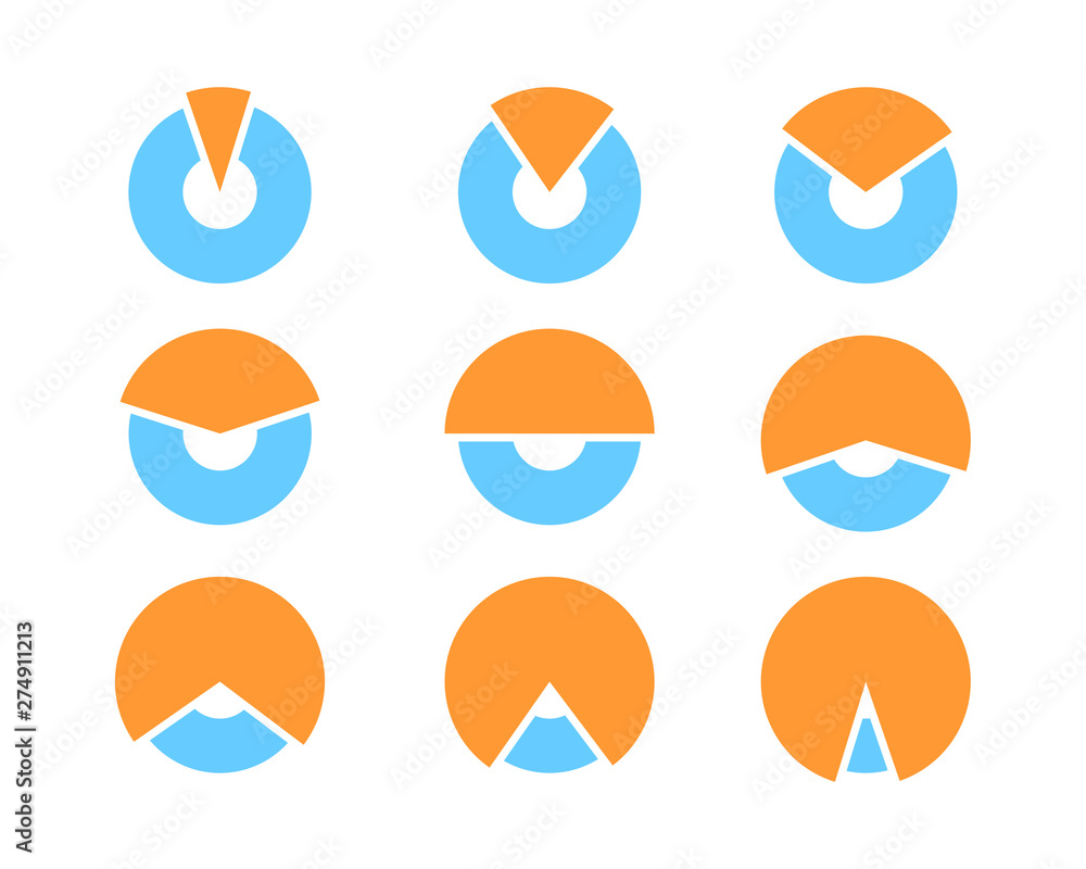 Set pie chart icons. Circle diagram vector. Collection Charts graphs ...