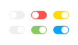 On and Off toggle switch buttons. Modern flat style vector illustration