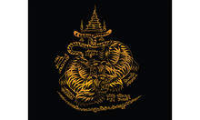Tiger In Thai Tradition Style,Thai Tattoo, Vector