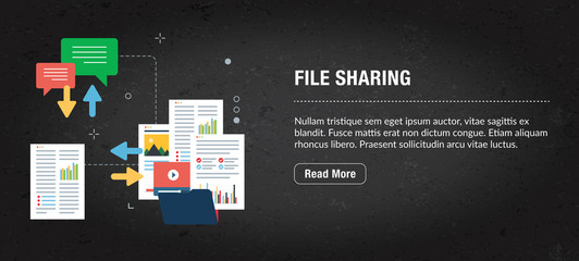 Wall Mural - file sharing banner internet with icons in vector