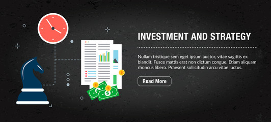 Wall Mural - investment and strategy banner internet with icons in vector.