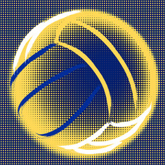 Wall Mural - Stylized illustration hand drawing of a volleyball with a halftone background. Sport vector