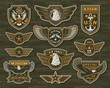 Vintage armed forces insignias and badges