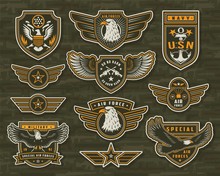 Vintage Armed Forces Insignias And Badges