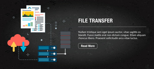 Wall Mural - file transfer, banner internet with icons in vector.