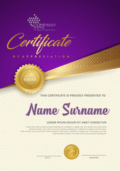 Wall Mural - Premium diploma luxury certificate template with futuristic and elegant pattern background