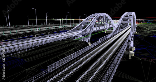 Dekoracja na wymiar  model-bim-mostow-kolejowych-w-widoku-szkieletowym